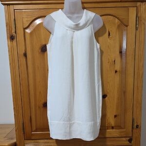 Adrienne Vittadini 100% Silk Cream Sheath Mini Dress Cowl Neck Sleeveless